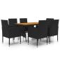 Preview: 7-tlg. Garten-Essgruppe Poly Rattan Schwarz
