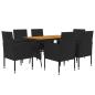 Preview: 7-tlg. Garten-Essgruppe Poly Rattan Schwarz