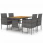 Preview: 5-tlg. Garten-Essgruppe Poly Rattan Grau