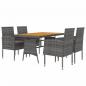 Preview: 5-tlg. Garten-Essgruppe Poly Rattan Grau
