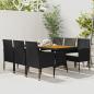 Preview: ARDEBO.de - 7-tlg. Garten-Essgruppe Poly Rattan Schwarz