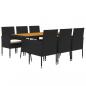 Preview: 7-tlg. Garten-Essgruppe Poly Rattan Schwarz