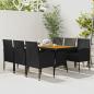 Preview: ARDEBO.de - 7-tlg. Garten-Essgruppe Poly Rattan Schwarz