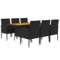 Preview: 7-tlg. Garten-Essgruppe Poly Rattan Schwarz