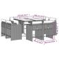 Preview: ARDEBO.de - 9-tlg. Garten-Essgruppe mit Kissen Grau Poly Rattan