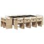Preview: 13-tlg. Garten-Essgruppe mit Kissen Beige Poly Rattan