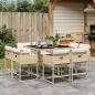 Preview: ARDEBO.de - 9-tlg. Garten-Essgruppe mit Kissen Beige Poly Rattan