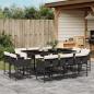 Preview: ARDEBO.de - 11-tlg. Garten-Essgruppe mit Kissen Schwarz Poly Rattan