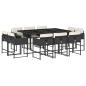 Preview: 11-tlg. Garten-Essgruppe mit Kissen Schwarz Poly Rattan