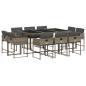 Preview: 11-tlg. Garten-Essgruppe mit Kissen Grau Poly Rattan