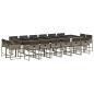 Preview: 17-tlg. Garten-Essgruppe mit Kissen Grau Poly Rattan