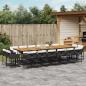 Preview: ARDEBO.de - 17-tlg. Garten-Essgruppe mit Kissen Schwarz Poly Rattan