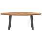 Preview: Esstisch Hellbraun 200x100x74 cm Massivholz Eiche Oval