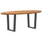 Preview: Esstisch Hellbraun 200x100x74 cm Massivholz Eiche Oval