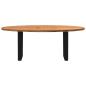 Preview: Esstisch Hellbraun 200x100x74 cm Massivholz Eiche Oval