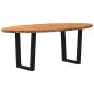 Preview: Esstisch Hellbraun 200x100x74 cm Massivholz Eiche Oval