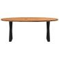 Preview: Esstisch Hellbraun 200x100x74 cm Massivholz Eiche Oval