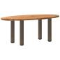 Preview: Esstisch Hellbraun 200x100x74 cm Massivholz Eiche Oval