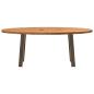 Preview: Esstisch Hellbraun 200x100x74 cm Massivholz Eiche Oval