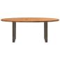 Preview: Esstisch Hellbraun 200x100x74 cm Massivholz Eiche Oval