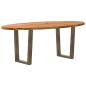 Preview: Esstisch Hellbraun 200x100x74 cm Massivholz Eiche Oval
