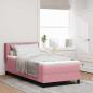 Preview: ARDEBO.de - Boxspringbett mit Matratze Schwarz 100x200 cm Velvet Rosa