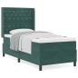 Preview: Boxspringbett mit Kopfteil Dunkelgrün 90 x 200 cm Samt