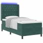 Preview: LED Boxspringbett mit Matratze Dunkelgrün 90 x 200 cm Samt