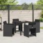 Preview: Garten Essgruppe 5 pcs Schwarz Poly-Rattan