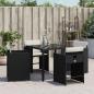 Preview: Gartenstühle mit Kissen 4 Stk. Schwarz Poly Rattan