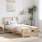 Preview: ARDEBO.de - Bettgestell mit Kopfteil Braun 75 x 190 cm Massivholz Kiefer