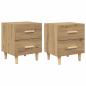 Preview: Bettschrank 2 pcs Eiche handwerklich 40 x 35 x 47,5 cm