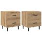 Preview: Nachttisch 2 pcs Eiche handwerklich 40 x 35 x 47,5 cm