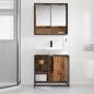 Preview: Badezimmer Waschbecken Schrank mit Tür Altholz 65 x 33 x 60 cm