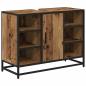 Preview: Badezimmer Waschbecken Schrank mit Tür Altholz 80 x 33 x 60 cm