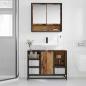 Preview: Badezimmer Waschbecken Schrank mit Tür Altholz 80 x 33 x 60 cm