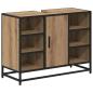 Preview: Badezimmer Waschbecken Schrank mit Regal Eiche handwerklich
