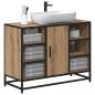 Preview: Badezimmer Waschbecken Schrank mit Regal Eiche handwerklich