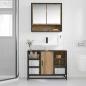 Preview: Badezimmer Waschbecken Schrank mit Regal Eiche handwerklich