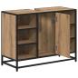 Preview: Badezimmer Waschbecken Schrank mit Regal Eiche handwerklich