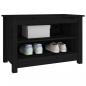 Preview: Schuhbank Schwarz 70x38x45,5 cm Massivholz Kiefer