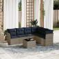 Preview: ARDEBO.de - 7-teiliges Gartensofa-Set mit Kissen, grau, Polyrattan