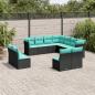 Preview: ARDEBO.de - 11-teiliges Gartensofa-Set mit Kissen, schwarzes Polyrattan