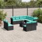 Preview: ARDEBO.de - 12-teiliges Gartensofa-Set mit Kissen, schwarzes Polyrattan