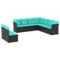 Preview: 9-teiliges Gartensofa-Set mit Kissen, schwarzes Polyrattan