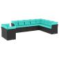 Preview: 10-teiliges Gartensofa-Set mit Kissen, schwarzes Polyrattan
