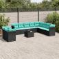 Preview: ARDEBO.de - 11-teiliges Gartensofa-Set mit Kissen, schwarzes Polyrattan