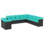 Preview: 11-teiliges Gartensofa-Set mit Kissen, schwarzes Polyrattan