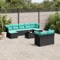 Preview: ARDEBO.de - 10-teiliges Gartensofa-Set mit Kissen, schwarzes Polyrattan