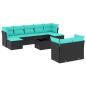 Preview: 10-teiliges Gartensofa-Set mit Kissen, schwarzes Polyrattan